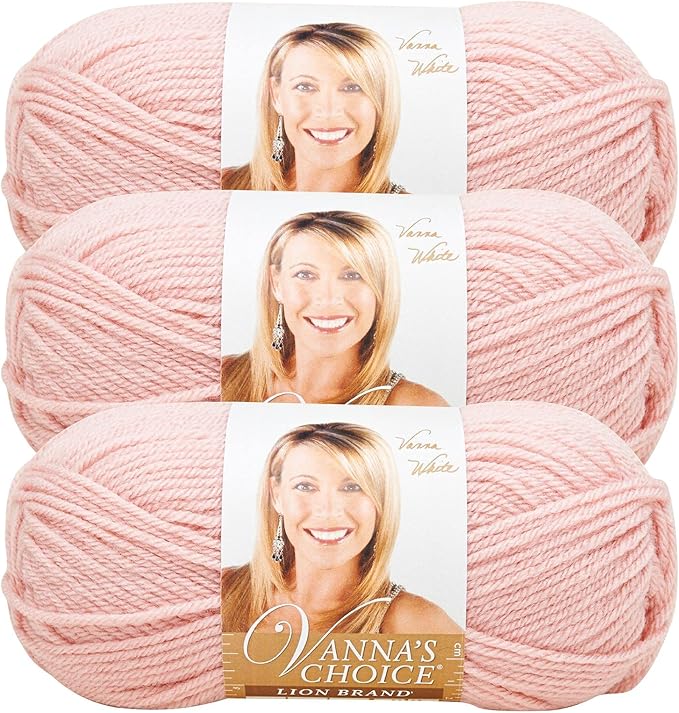Lion Brand Yarn, Vanna's Choice Worsted Weight Yarn for Knitting, Crochet and Crafts, Pink, 3 Pack, Soft Acrylic Fiber for Scarves, Hats and Blankets