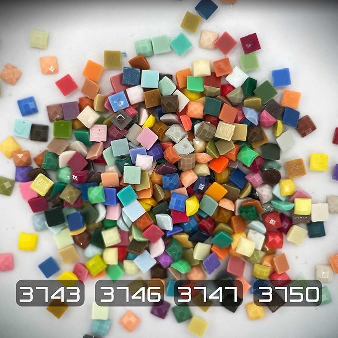 Diamonds Painting Accessories,Replacement for Missing Square Drills 3743 3746 3747 3750,Rhinestone Resin Diamond Drill,4 Colors Beads Gems Stones,3500pcs per Color