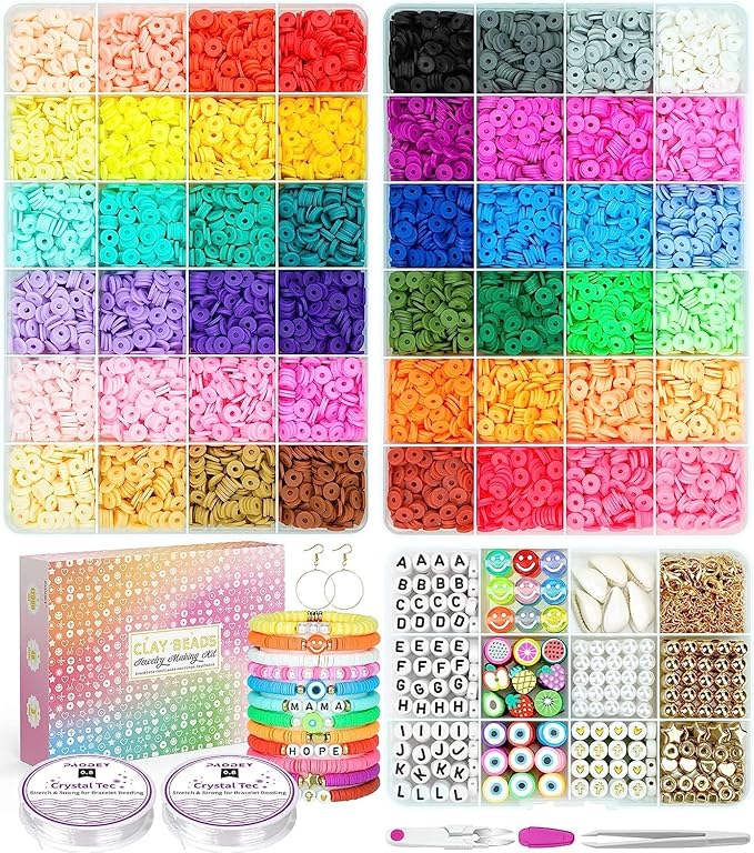 Sistenia Bracelet Making Kit, 12000Pcs Clay Beads 48 Colors in 3 Boxes, Friendship Bracelet Kit with Elastic Strings, Polymer Spacer Beads, Jewelry Making Crafts Gift for Teens Adults