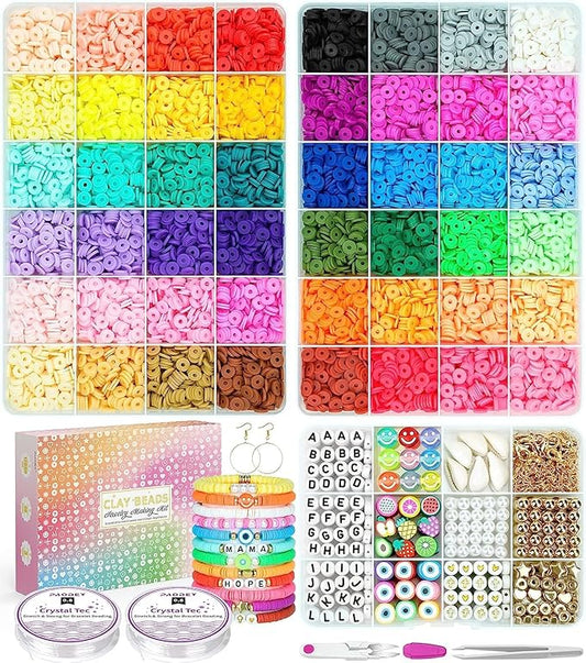 Sistenia Bracelet Making Kit, 12000Pcs Clay Beads 48 Colors in 3 Boxes, Friendship Bracelet Kit with Elastic Strings, Polymer Spacer Beads, Jewelry Making Crafts Gift for Teens Adults