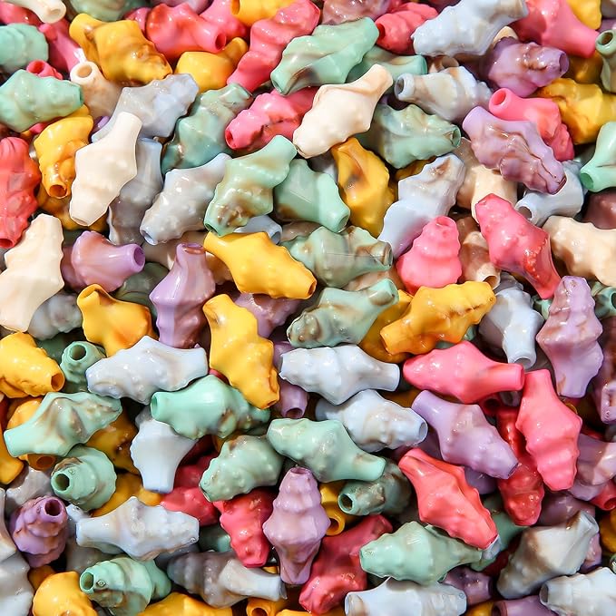 200pcs Acrylic Seashell Beads Ocean Sea Theme Conch Charms Summer Hawaii Beaded for Jewelry Making Beading Kit Bracelets DIY Supplies (Conch)