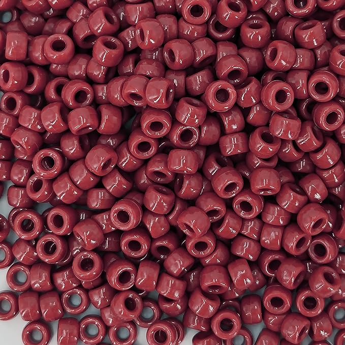 MIIIM 1200 Pcs 6x9mm Pony Beads Bulk - Brick Red Pony Beads for Bracelets, Kandi, Hair Braids & Jewelry Making
