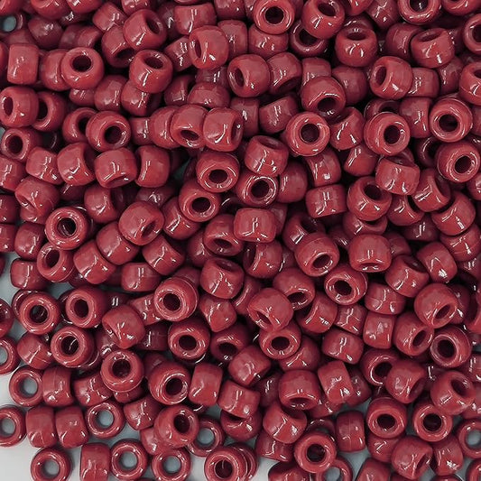 MIIIM 1200 Pcs 6x9mm Pony Beads Bulk - Brick Red Pony Beads for Bracelets, Kandi, Hair Braids & Jewelry Making