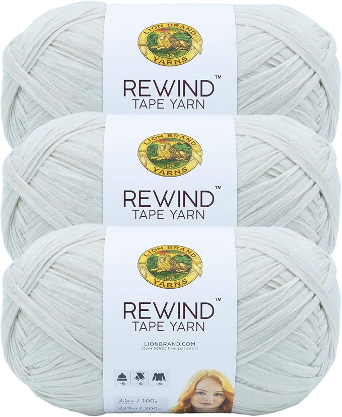 Lion Brand Rewind Yarn for Knitting and Crocheting, Craft Tape, 3-Pack, Elm