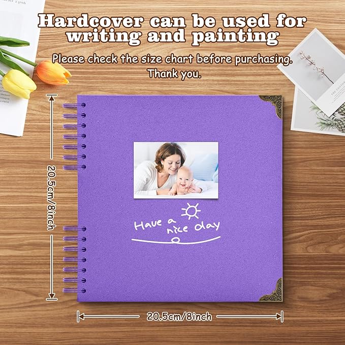 Scrapbook Album 8x8 Inch - 40 Pages Hardcover Kraft Paper Photo Album, Memory Book for Wedding, Anniversary, Family, Christmas, Baby Shower, Ideal for Preserving Precious Moments