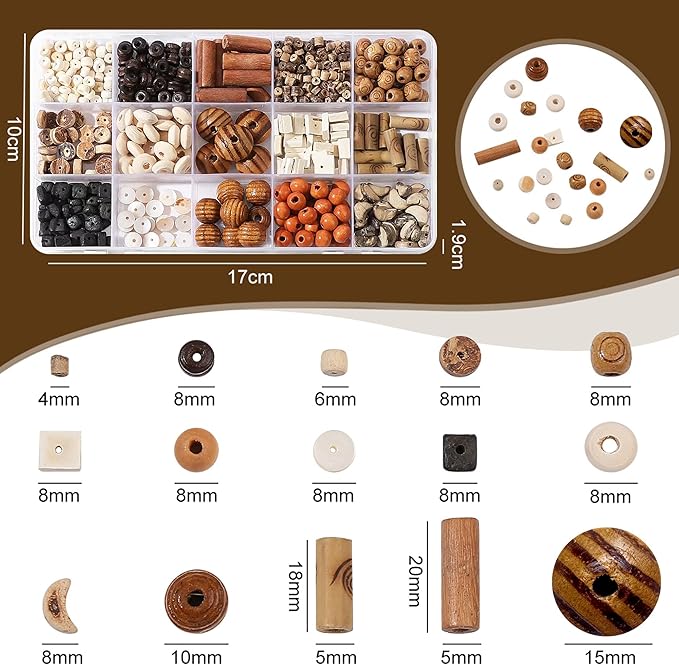 RACIOCK 630Pcs Natural Coconut Shell Beading for Jewelry Making Kit - Handmade Boho Craft Beads with Wood & Shell Spacers for Bracelet, Necklace, DIY Crafts, Boho Style Jewelry Gifts for Woman Man
