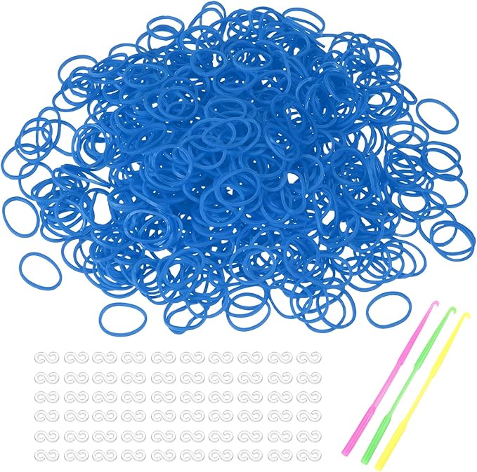 MECCANIXITY 1800 Pcs Loom Rubber Bands Kit with 75 Pcs S-Clips 3-Hooks Rubber Bands Refill Bracelet Making Kits for Weaving DIY Handcrafts Gift, Blue