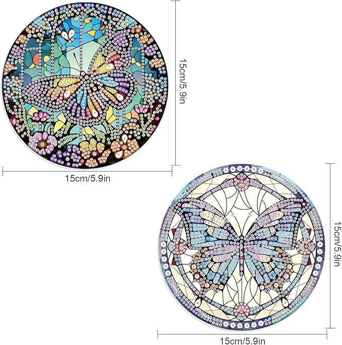 JISHSHAY 2 Pcs Diamond Painting Pendant Kits - Butterfly & Special Shape Diamond Art - Suncatchers & Hanging Art - Window Clings & Decor