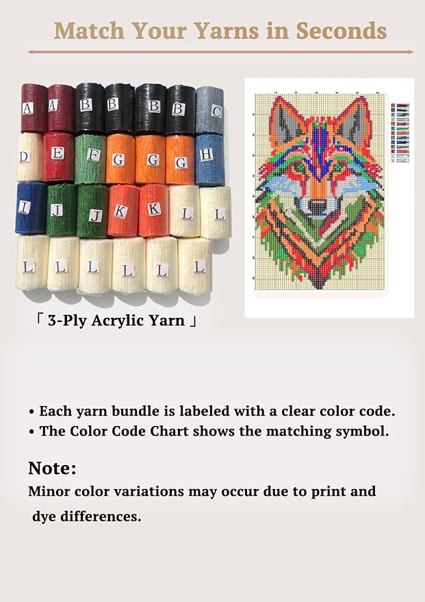 KitsMaster Latch Hook Kits for Adults, Crafts for Adults Women New Hobbies DIY Printed Canvas Rug for Home Decor Festival Gift 23.6''x15.8'' Wolf