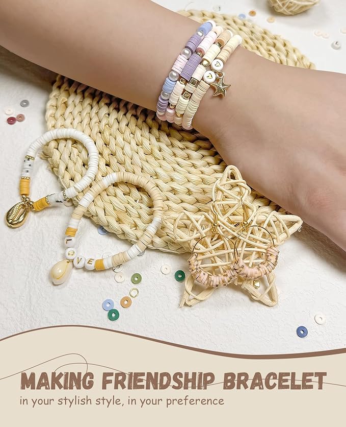 ClaBead 14000 Pcs Clay Beads Bracelet Making Kit for Adults, 3 Boxes 48 Colors Clay Beads for Bracelets Making, Jewelry Making Kits with Letter Beads for Girls 13-15, Friendship Bracelet Kit for Women