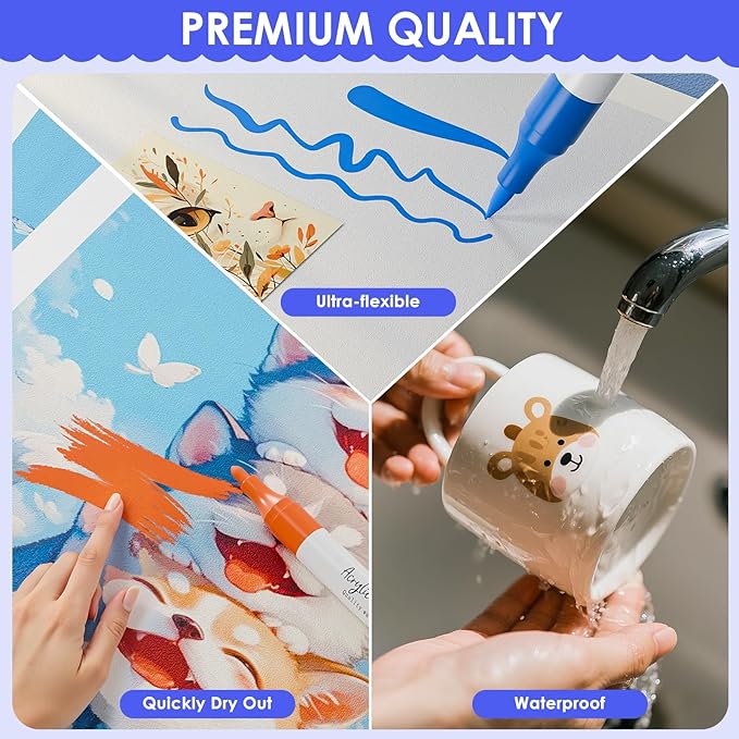 120 Colors Dual Tip Acrylic Paint Markers, Fabric Markers, Brush Tip Permanent Acrylic Paint Pens for Wood, Glass, Rocks, Paper,Coloring book,Ceramic,DIY Crafts for Adults