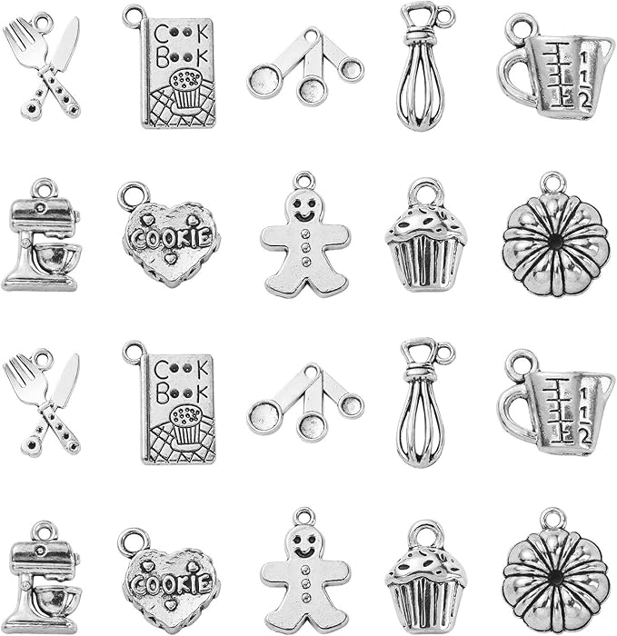 DanLingJewelry 100Pcs 10 Styles Baking Charms Cupcake Bakery Coffee Egg Beater Cookies Charms for DIY Jewelry Making