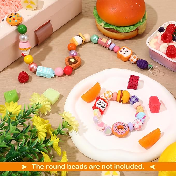 12 Pcs Food 3D Silicone Focal Beads for Pens Food Character Beads Bulk Funny Hamburger Popcorn Ice Cream Donuts Milk for Keychain DIY Crafts Necklace Bracelet Lanyards Making Kit Supplies