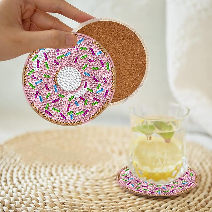 EWJRNSF 8 PCS Diamond Art Coasters Kit, Small Diamond Painting Coasters, Fall Diamond Art Kits for Adults Beginners, Arts and Crafts Supplies Item Sets with Holder