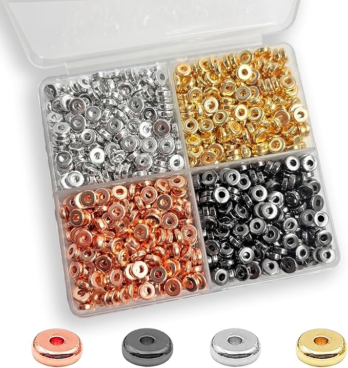 ZSFLZS 1200pcs 6mm Flat Round Spacer Beads for Bracelets Making, Heishi Polymer Flat Disc Spacer Bead for Jewelry Making, Spacer Beads for Bracelets Clay Beads for Jewelry Making