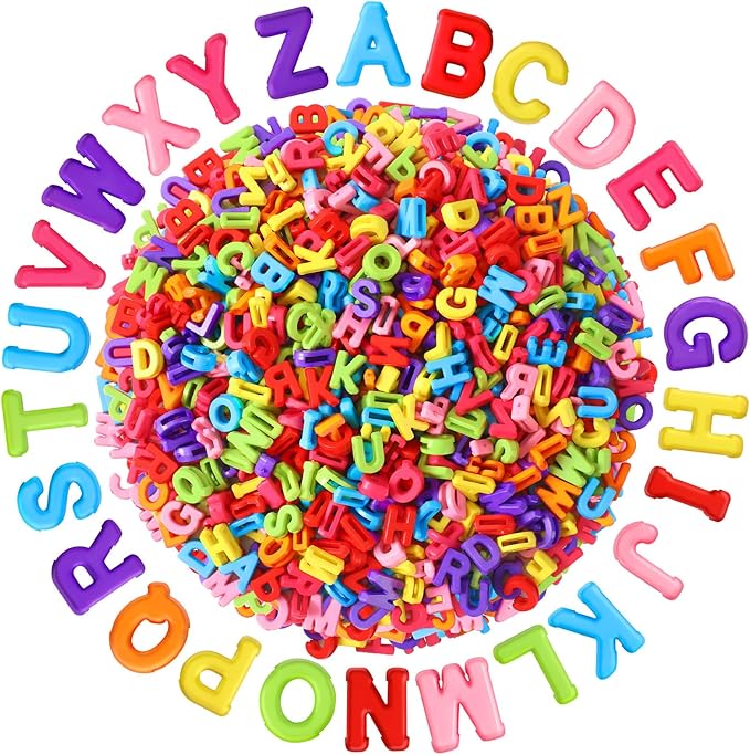 Augshy 700Pcs Large Letter Beads Colorful Plastic A-Z Mixed Alphabet Shape Beads for Jewelry Making Bracelets Necklaces Key Chains Shoelaces Crafts Party Decor(9x12mm)