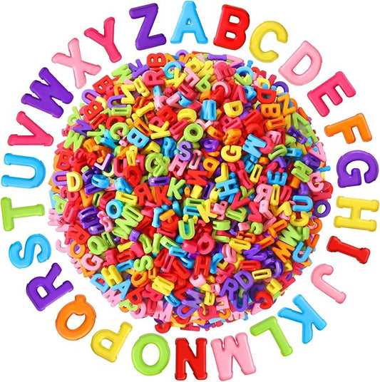 Augshy 700Pcs Large Letter Beads Colorful Plastic A-Z Mixed Alphabet Shape Beads for Jewelry Making Bracelets Necklaces Key Chains Shoelaces Crafts Party Decor(9x12mm)