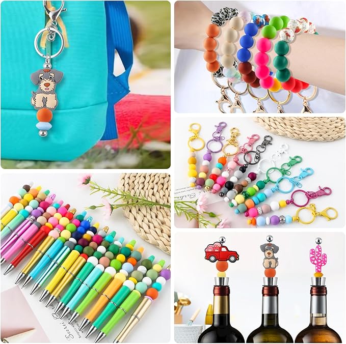 160Pcs 12mm Silicone Beads for Keychain Making Bracelet Necklace, Bulk Round Silicone Beads for Pens(Dark Orange)