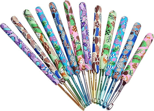 Coopay Complete Crochet Hooks Set for Beginners, 2.25mm-8mm Crochet Hook, Ergonomic Crochet Hooks for Arthritic Hands, Cute Animal Print Comfort Grip, Crochet Needles for Blankets Dolls, Crochet Gifts