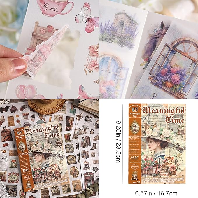 478pcs Pre-Cut Vintage Scrapbook Sticker Book for Adults and Teens, Washi Stickers for Scrapbooking Supplies,Journaling Stickers Aesthetic Ephemera for Junk Journals, DIY Crafts Arts Decorative