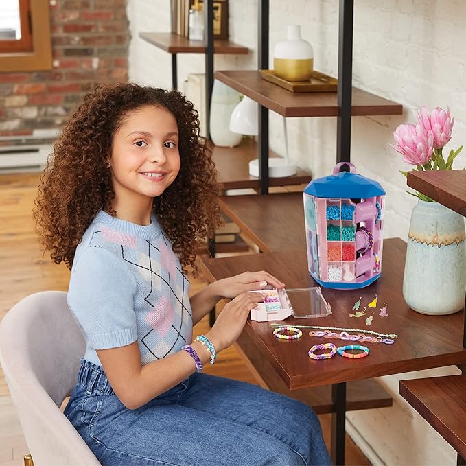 Disney Princess: 5-In-1 Activity Tower - 1600 Pieces Spinning Vertical Platform, Make It Real, 5 Removable Storage Trays, 5 Princess Charms, Various Types Of Beads, DIY Unique Jewelry Kit, Ages 8+