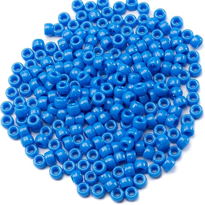 Gxueshan 1000 Pcs Blue Acrylic Pony Beads 6x9mm Bulk for Bracelet Necklace Jewelry Making Earring Hair Braiding Kandi Beads