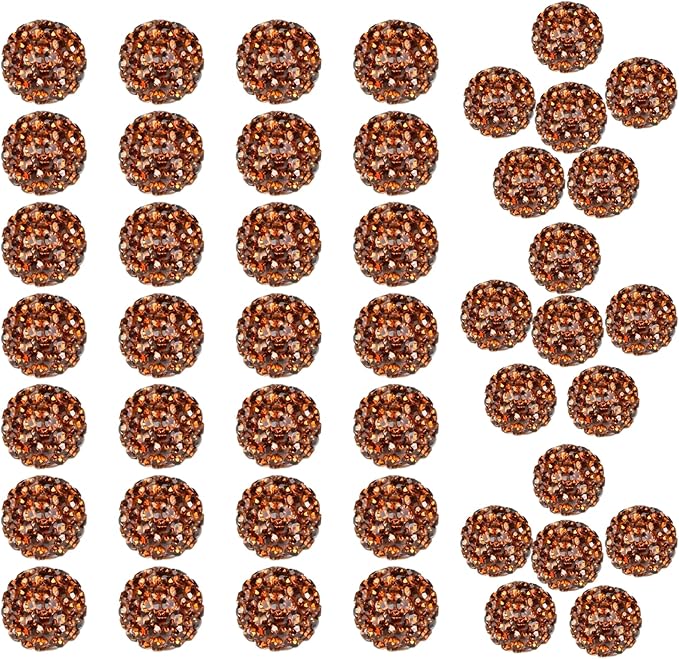 Grade A Brown Rhinestone Beads for Baseball Necklace-Round Disco Ball Bead Rhinestone Clay Beads for Earring Jewelry Making,Necklace Bracelet,DIY Craft Supplies 10mm (200 pcs)