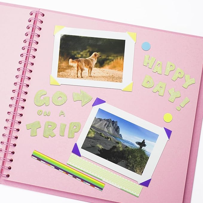 10 x 10 Inch DIY Scrapbook Photo Album Hardcover Kraft Blank Page Acid-Free, 100 Pages (50 Sheets) Memory Book for Wedding Anniversaries Family Baby Memories Small Scrapbooking Projects, Pink