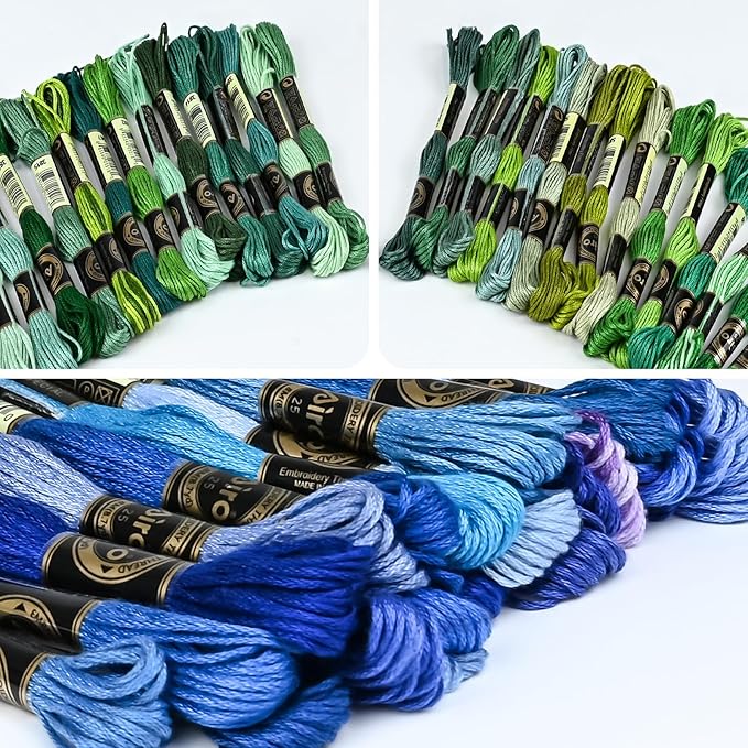 50 Skeins Embroidery Floss - 50 Color Rainbow Cross Stitch Thread, 26.3ft Each Skein Embroidery Cotton Thread for Cross Stitch, Embroidery, Craft Floss, Bracelet Making (50)