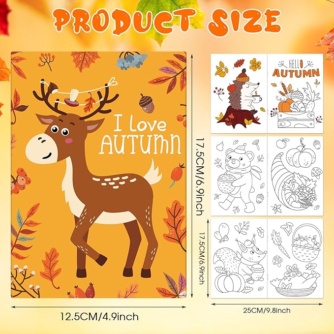 Liliful 144 Pcs Pumpkin Coloring Book Bulk for Adult Autumn DIY Art Stress Relief Drawing Book with Patterns for Adults, Party Favors, Goodie Bag Filler and Holiday Gifts