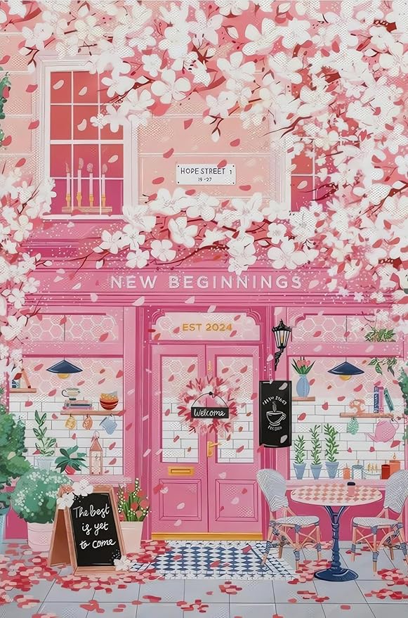 EIBEILI Diamond Art Kits for Adults, Pink Sakura Diamond Painting Kits for Beginner Round 5D Full Drill Diamond Dots Crafts for Home Wall Decor Gifts 12x16 Inch