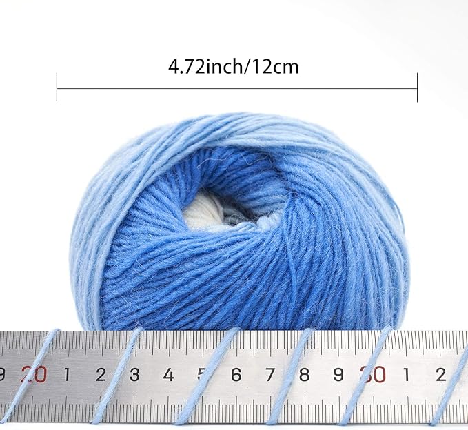 NICEEC 2 Skeins Rainbow Soft Yarn 100% Wool Gradient Multi Color Yarn for Crocheting Knit Total Length 180m×2(196yds×2,50g×2)-26#