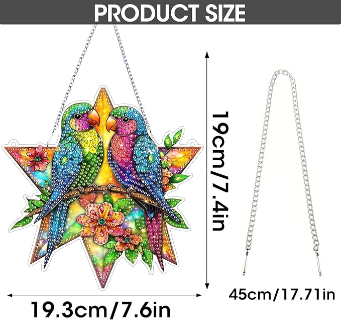 SKRYUIE Bird Hanging Diamond Art Kits for Adults Pendant Suncatcher, Special Shaped Crystal DIY Pearl Diamond Painting Kit, Gift for Mother Spring Summer Window Wreath Decor 7.6 x 7.45 Inch A17