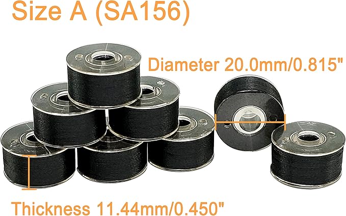 New brothread 25pcs Black 70D/2 (60WT) Prewound Bobbin Thread Plastic Size A SA156 for Embroidery and Sewing Machines DIY Embroidery Thread Sewing Thread