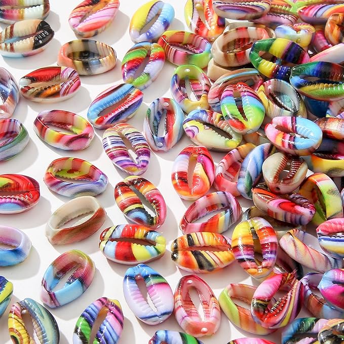 200pcs Acrylic Shell Beads Ocean Sea Theme Shell Charms Summer Hawaii Beaded for Jewelry Making Beading Kit Bracelets DIY Supplies (Color Shell)
