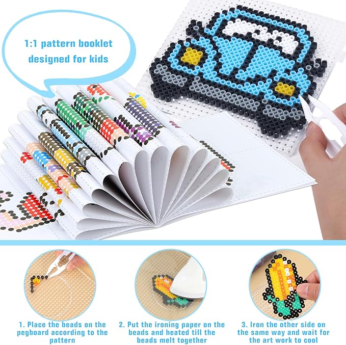 QUEFE Fuse Beads Kit - 21000 pcs 5mm in 24 Colors Melting Beads with Over 80 Accessories and Storage Box, DIY Arts & Crafts for Kids, Creative Toy and Gift Idea for Birthday, Party and Classes
