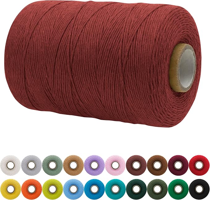 JeogYong Single Strand Macrame Cord 1mm x 426 Yards (1279 Feet) Soft Cotton Rope Macrame Yarn 1 mm Macrame Cord, Macrame Supplies for Crafts Wall Hangings Plant Hangers Decorations (Coral Red)