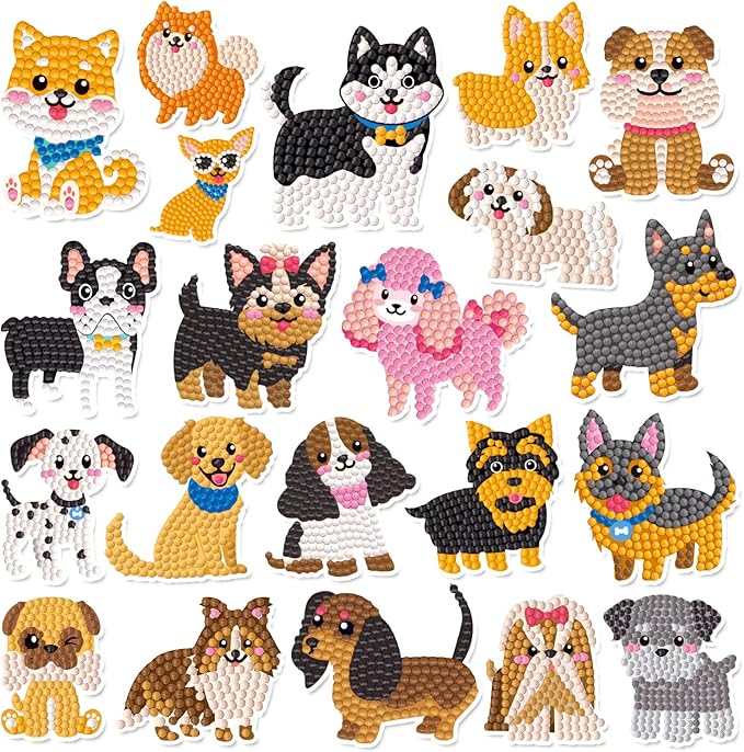 Labeol Diamond Art Kits for Kids Boys and Girls Ages 6-8-10-12 Easy to DIY Creative Diamond Art Sticker Craft by Numbers Kits for Kids and Adult Beginners (Puppy)
