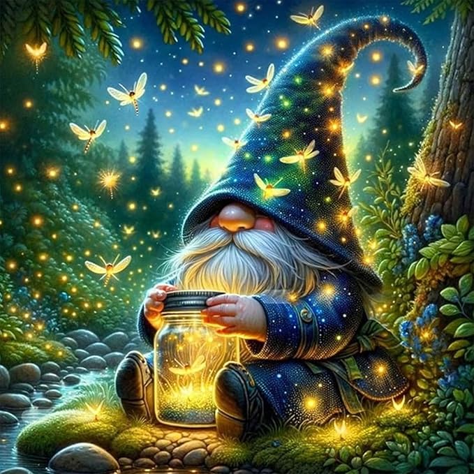 Camocin Diamond Art Kits for Adults Gnomes, 5D Gnome Diamond Painting Kits for Adults Beginners, DIY Gnome Full Round Dots Drill Gem Art Kit for Gift Home Wall Decor 14 x 14 Inch