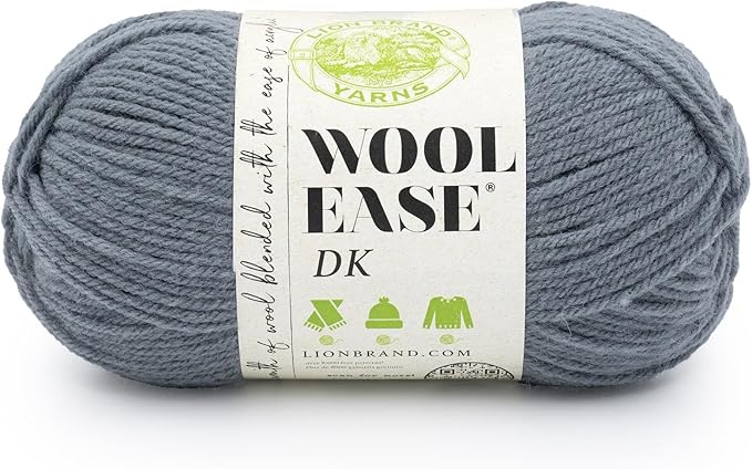 Lion Brand Yarn, Acrylic Wool Blend Wool-Ease DK Yarn for Knitting, Crocheting, and Crafts, Slate, 1 Pack