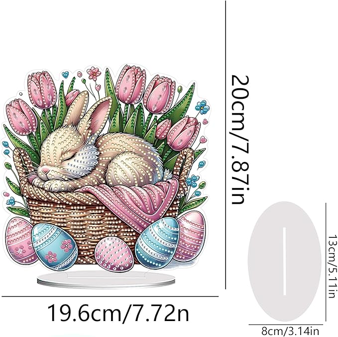 DIY Dot Diamond Art Painting Desktop Easter Creative Ornaments by Number Embroidery Arts and Crafts Easter for Home Office Garden Decoration (Single Side Dot Diamond)-2PCS