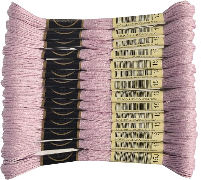 LE PAON 14-Pack Embroidery Floss, Six Strands Floss100% Long Staple Cotton Embroidery Thread, 8.7-Yard，Color Number：153, Very Light Violet Lighter Than