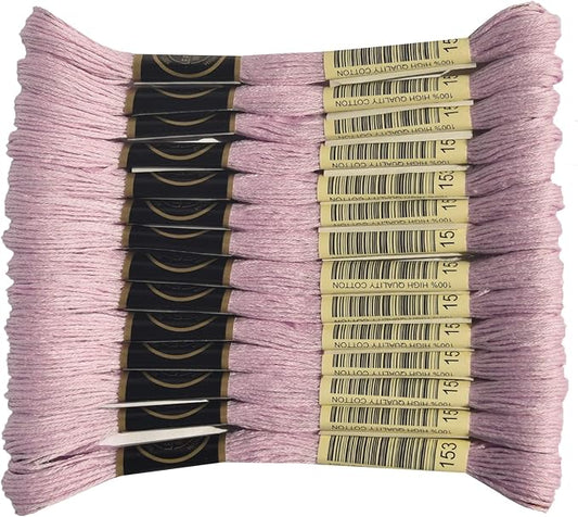 LE PAON 14-Pack Embroidery Floss, Six Strands Floss100% Long Staple Cotton Embroidery Thread, 8.7-Yard，Color Number：153, Very Light Violet Lighter Than