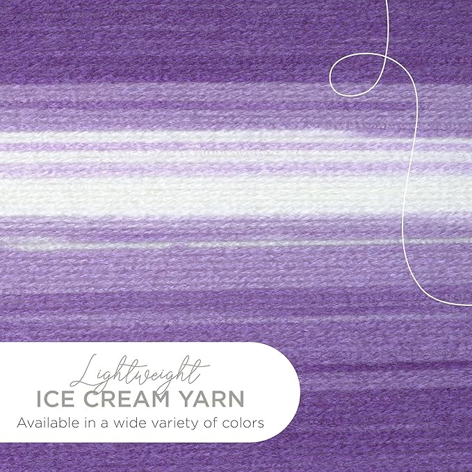 Lion Brand Yarn, Ice Cream Baby Yarn for Knitting, Crochet, and Crafts, Grape, 1 Pack, DK Weight Colorful Acrylic Fiber for Baby Blankets, Hats, and Sweaters