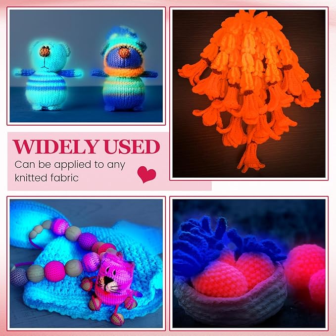 WILLBOND 5 Rolls Glow in The Dark Magic Yarn Luminous Neon Crochet Yarn for Crocheting DIY Knitting Glow Fingering Sewing Supplies for Crafts Sewing Party 54.7 yd Per Roll (Elegant Colors)