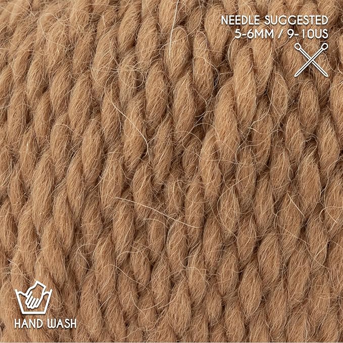 Bulky Set (6 x 1.75 oz) Super Soft Baby Alpaca Knitting Yarn Cappuccino 328 Yards