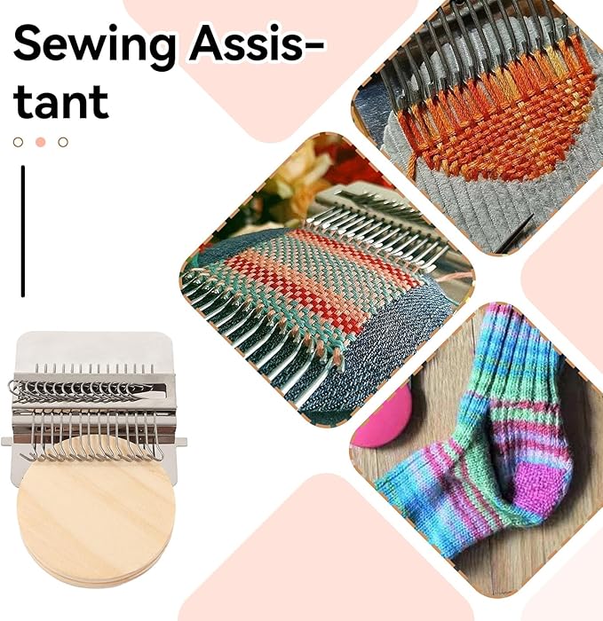Agatige Speedweve Small Mini Darning Looms, Wooden Loom Speedweve Type Weave Tool Knit Patch Kit for DIY Crafts Mending Jeans Clothes Tapestries Carpets Scarves (21 Needles)