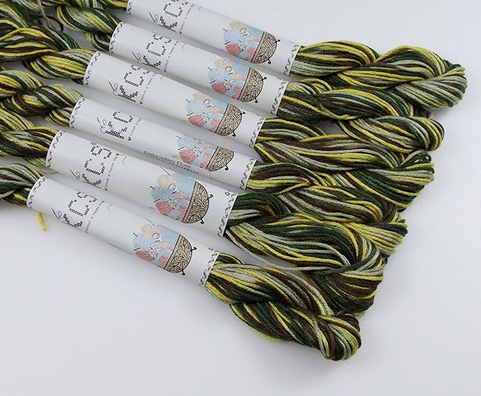 KCS Big skeins of 25 Meters Size 25 Color Variegated Cross Stitch Stranded Threads,6 skeins,4521