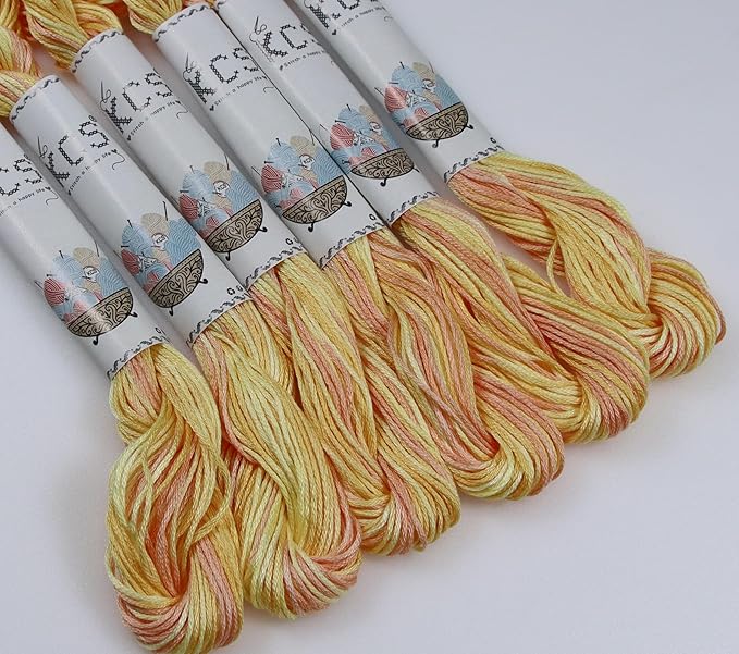 KCS Big skeins of 25 Meters Size 25 Color Variegated Cross Stitch Stranded Threads,6 skeins,4090