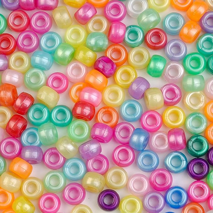 1000pcs Pony Beads, 15 Color Kandi Beads for Bracelets Making Kit, Hair Braids Crafts Jewelry Making Crafts Friendship Necklace Earrings DIY (Pearlescent Mixed Color)
